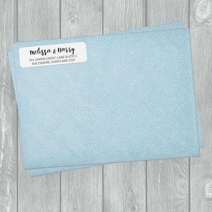 White Modern Rolled Address Labels/Roll of 500 Personalized Address Labels/Designer Return Address Stickers in Elegant Plastic Dispenser