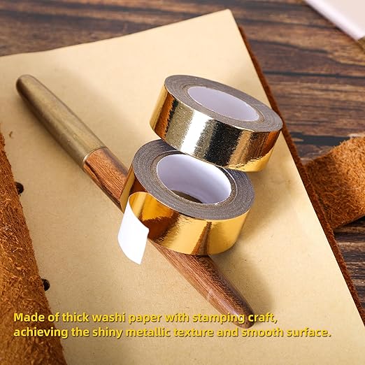 Solid Foil Washi Tape - Low Tack Self Adhesive Decorative Washi Tape Shiny Metallic Color - 3/5 Inch Wide and 66 FT Long Total, Rose Gold