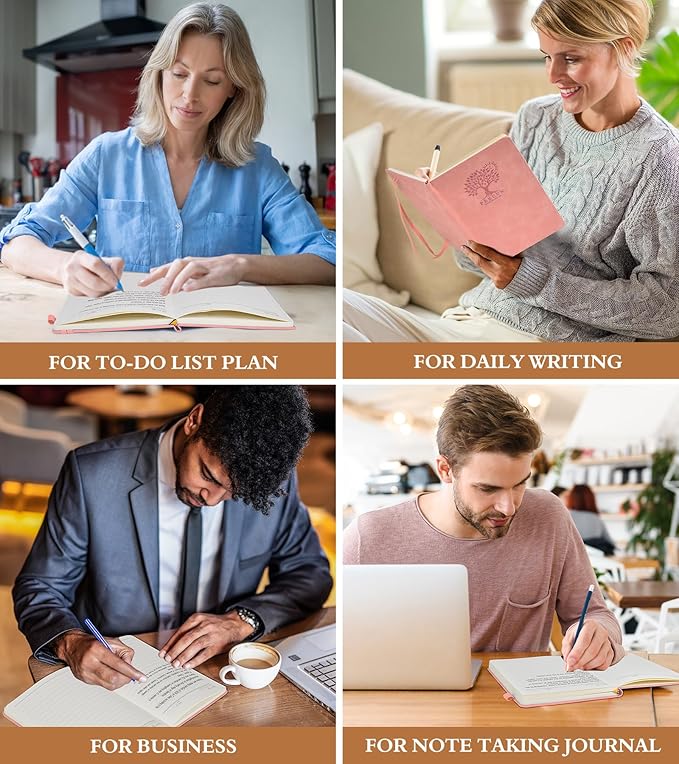 Lined Journal Notebook for Men & Women,200 Pages A5 Hardcover Leather Notebook (5.9"x8.5"), Travel Journal for Work, School, Business Writing, Note Taking, Notepad Diary (Blue)