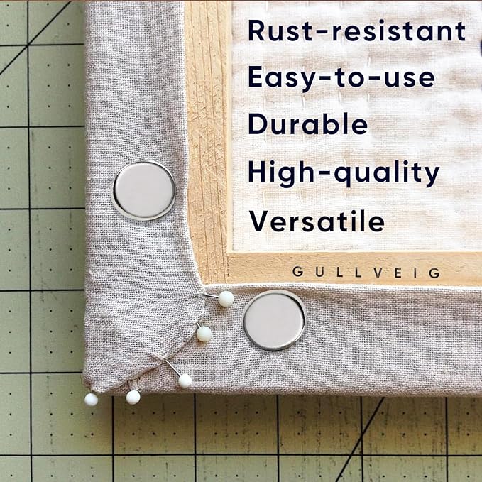 Gullveig Silver Push Pins and Thumb Tacks: Heavy Duty Flat Upholstery, Long Carpet Tacks, and Decorative Nails for Wood and Fabric, 50 Count