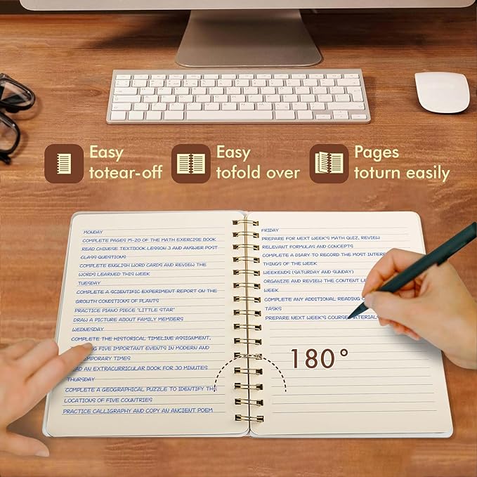 Lined Spiral Notebook College Ruled A5 Journal Book for Note Taking, 160 Pages Writing Journal for Office and Home School Supplies 5.75x8.125 inch - MintGreen