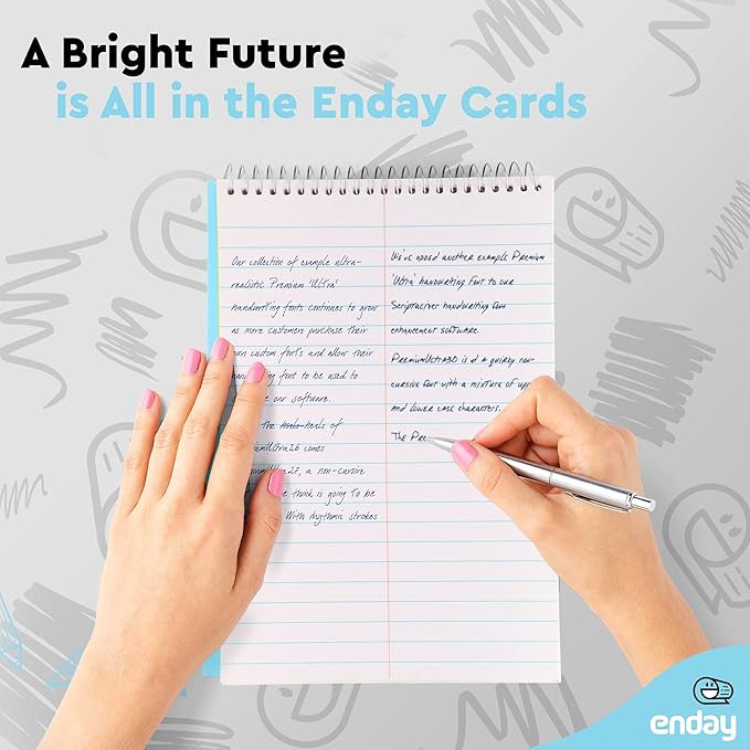 Enday Steno Pads Spiral 6 x 9 inches, Gregg Rule White Paper, 80 Sheets Steno Notebook for writing in Pink, Purple, Green, Blue, Red, Grey, Color May Vary (3 Pack)