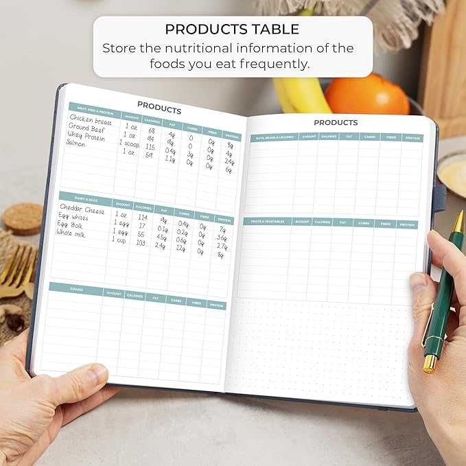Clever Fox Food Journal - Daily Food Diary, Meal Planner to Track Calories & Nutrients, Weight Tracker Notebook, A5 (Silver Black)