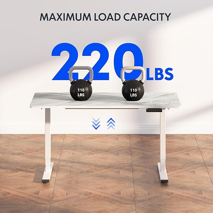 FLEXISPOT E6 Essential 3 Stages Dual Motor Electric Standing Desk 55x28 Inch Whole-Piece Board Height Adjustable Electric Sit Stand Desk(White Frame + Grey Wood Grain Desktop, 2 Packages)