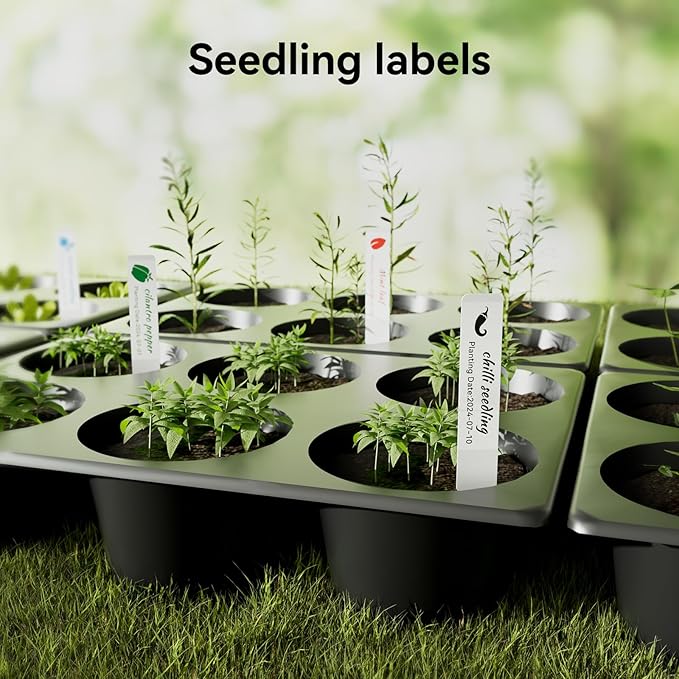 NIIMBOT Thermal Transfer Labels, Only for B18 Label Maker, Durable PET Material, Waterproof and High-Temperature Resistance, Long Storage Time (0.51''×1.77''-Clear Gardening)