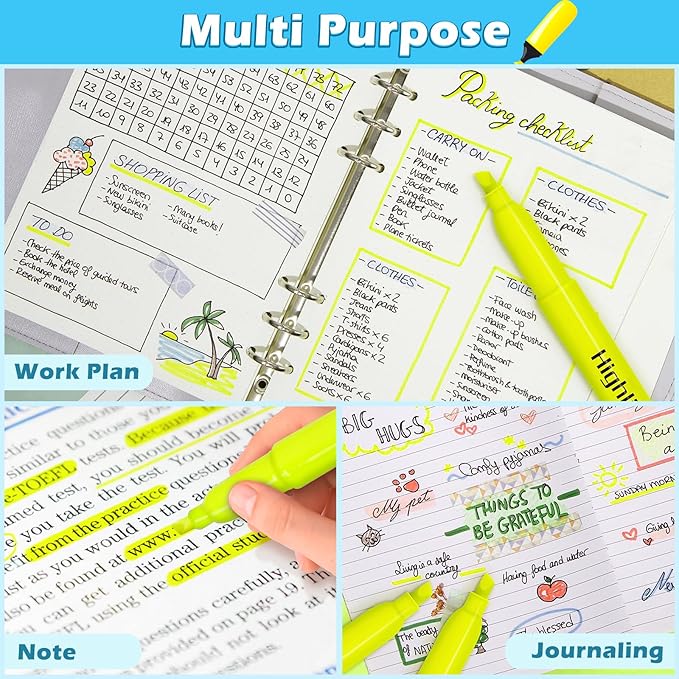 V-Opitos 30 Pack Yellow Highlighters, No Bleed Bright Highlighters with Soft Chisel Tips, Ideal for Office and School Supplies