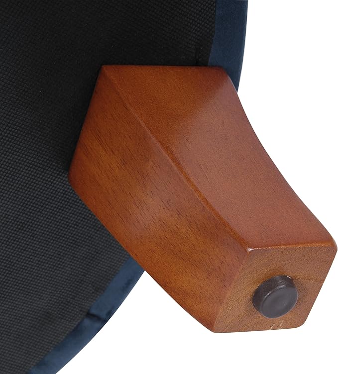 HomePop by Kinfine Fabric Upholstered Round Storage Ottoman - Velvet Button Tufted Ottoman with Removable Lid, Navy Blue