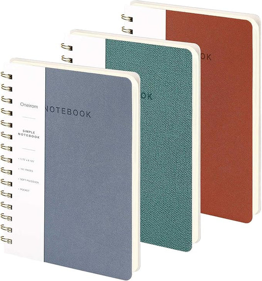Lined Spiral Notebook College Ruled A5 Journal Book for Note Taking, 160 Pages Writing Journal for Office and Home School Supplies 5.75 x 8.125 inch (Reefblue Green Brown)