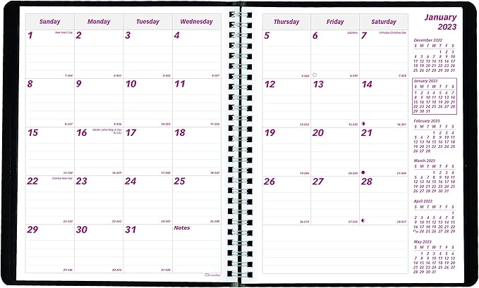Brownline Essential Collection 14-Month Ruled Monthly Planner, 8.88 x 7.13, Black Cover, 14-Month (Dec to Jan): 2022 to 2024