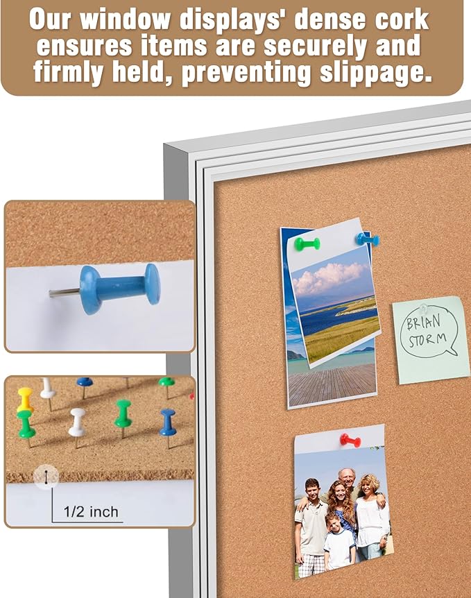 48"x36" Enclosed Bulletin Board, Outdoor Lockable Weather-Resistant Aluminum Cork Noticeboard for School & Office, Silver Frame w/Cork