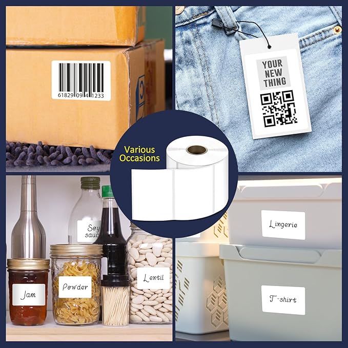 L LIKED 3" x 2" Direct Thermal Labels, Permanent Adhesive Barcode Shipping Label & Compatible with Rollo, Zebra and Other Desktop Printers (1 Roll, 700 Labels)