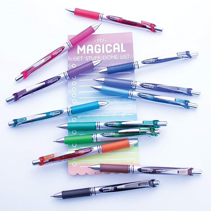 Pentel EnerGel Pearl RTX, 0.7mm, Black Ink, Box of 12 (BL77PWP-A)
