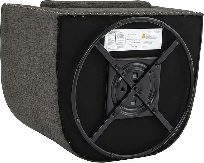 UIXE 360° Swivel Barrel Accent Chair, Modern Upholstered Arm Chair Round Club Armchair, Nailhead Trim Single Sofa Seating in Fabric for Living Room - Gray