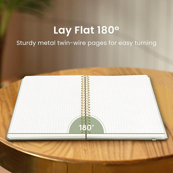 Dotted Spiral Journal Notebook for Women & Men, 140 Pages, Bullet Dotted Notebook for Journaling & Note Taking, Journals for Writing, A5(6"x8") - Green