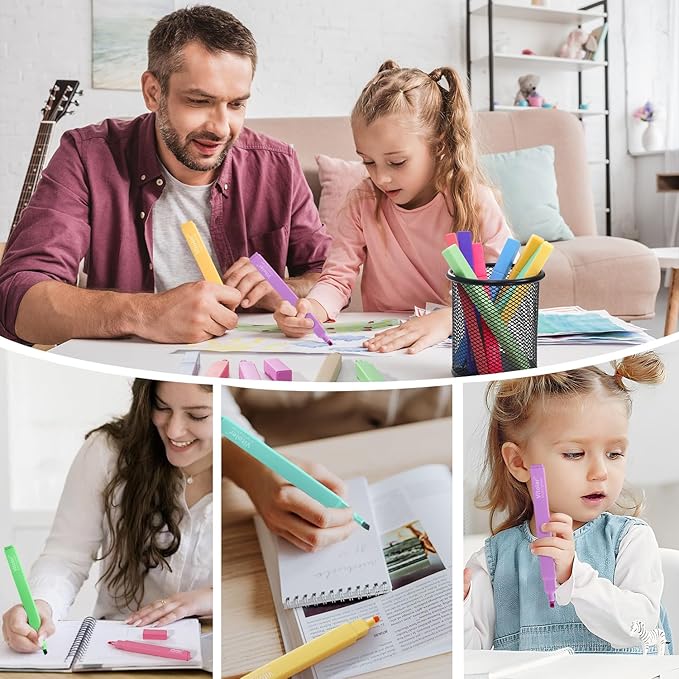 Vitoler Aesthetic Highlighters,10 Pcs Chisel Tip,Dry Fast Easy to Hold,Highlighter Set of Cute Office Desk Accessories, School Supplies