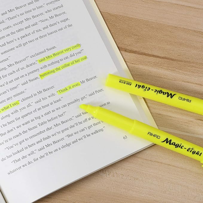 AIHAO Yellow Highlighters Markers, Chisel Tip Highlighter Pens, Pocket-Style, Fluorescent Yellow, 24 Pack