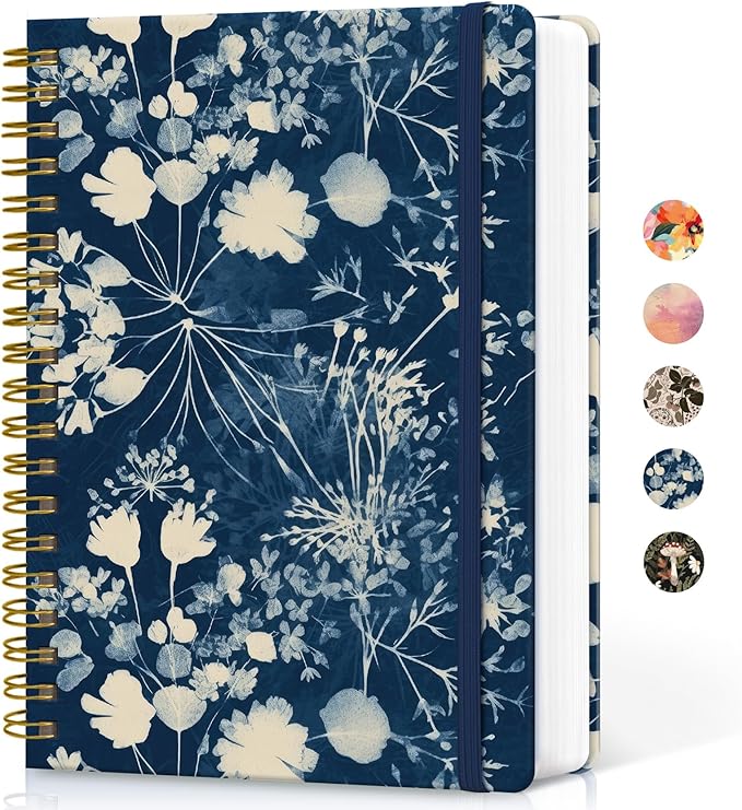 Lined Spiral Notebook Journal for Work, 300 Pages Thick B5 (7.1"x10") College Ruled Journal for Women & Writing, Hardcover Notebook for Note Taking, Perfect for Office Home School, Rustic Bloom