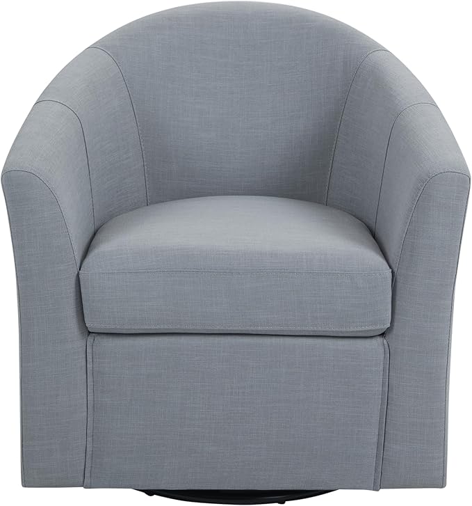 UIXE 360° Swivel Barrel Accent Chairs Set of 2, Modern Round Arm Chair Upholstered Club Armchair, Single Sofa Seating in Fabric for Living Room, Bedroom (Pebble Grey)