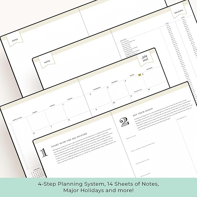 Blue Sky Day Designer 2025-2026 Academic Year Weekly and Monthly Planner Calendar, July 2025 - June 2026, 12-Month, 8" x 10", Faux Leather Cover, Bookbound, Black