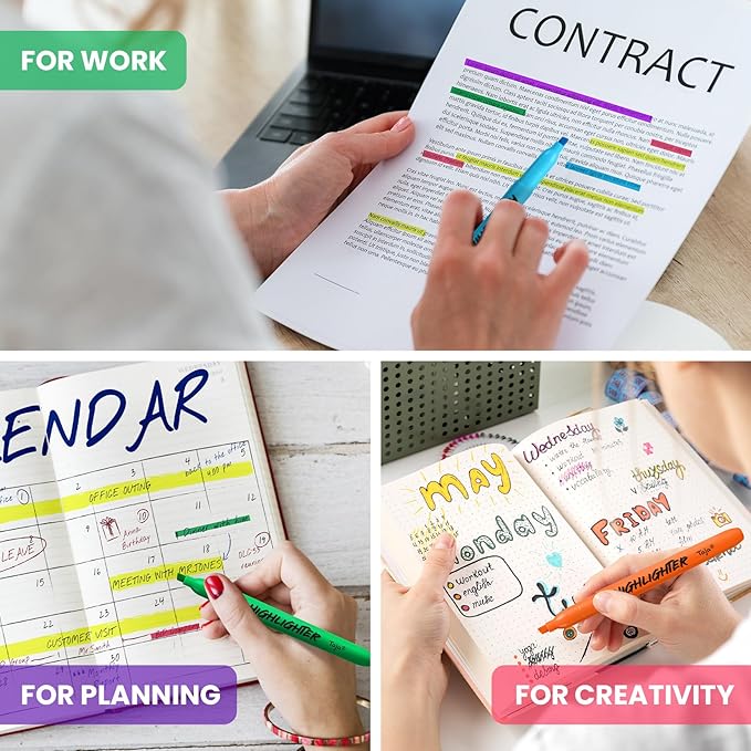 Taja 216 Pack Highlighters Bulk Assorted Bright Colors, 6 Colors Chisel Tip Highlighters Markers Set with No Bleed Ink, Perfect for School & Office Supplies