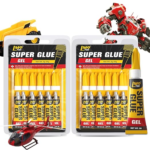 Super Glue Gel Clear, 24Γ3g All Purpose Strong Bond Single Use Heavy Duty CA Glue, Instant Cyanoacrylate Adhesive Multipack for Plastic Ceramic Glass Jewelry Metal Fletching Wood Porcelain Aquarium