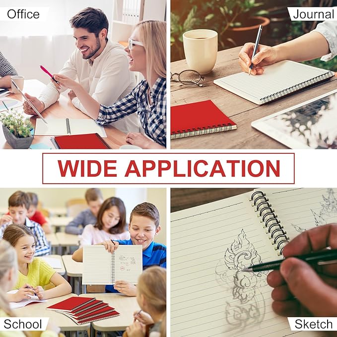 Yahenda 36 Pcs Spiral Notebook Bulk A5 Journal Lined 8.3'' x 5.5'' Writing Composition Paper Small Notepad Subject Notebook for Students Office Business Back to School Supplies (Red)