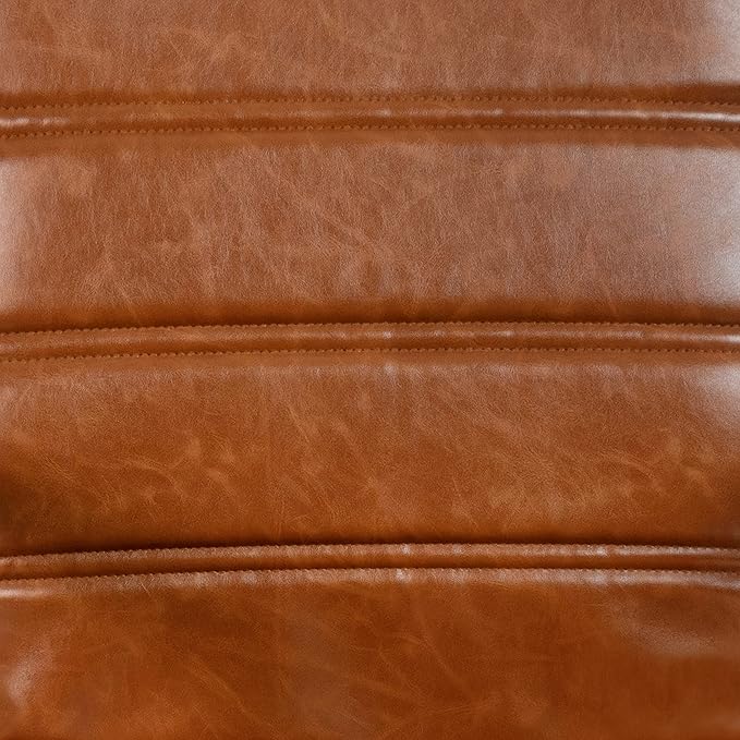 Flash Furniture Whitney Mid-Back Swivel Leather Desk Chair with Padded Seat and Armrests, Adjustable Height Padded Leather Office Chair, Brown/Black