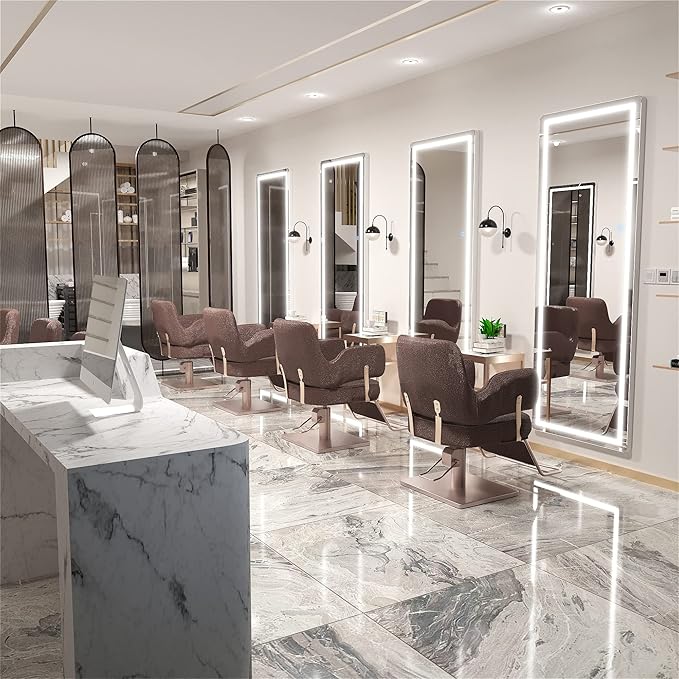 Hasipu Full Length Mirror with Lights, 65" x 22" LED Floor Mirror, Full Body Dressing Standing, Hanging Mounted Mirror for Living Room Bedroom Cloakroom, Round White