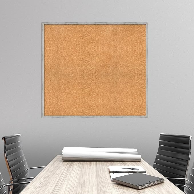 Amanti Art Natural Cork Board for Wall, 35x39 Vision Board with White Frame, Oversize Corkboard Office Decor for Home Organization, Cottage Corkboard Pinboard to Display Items for Home Organization
