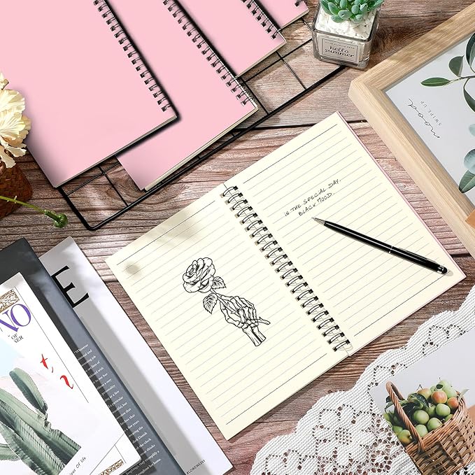 Yahenda 18 Pcs Spiral Notebook Bulk A5 Journal Lined 8.3'' x 5.5'' Writing Composition Paper Small Notepad Subject Notebook for Students Office Business Back to School Supplies (Pink)