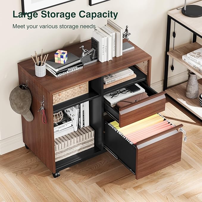 Mobile 2 Drawer File Cabinet,Metal File Cabinet with Lock,Lateral Printer Stand Filling Storage for Home Office-A4/F4/Letter