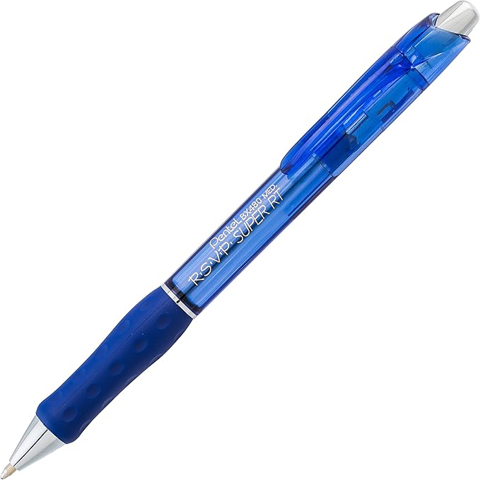 Pentel RSVP Super RT Ballpoint Pen, (1.0mm) Medium Line, Blue Ink, 2-Pk - BX480BP2C (Pack of 4)