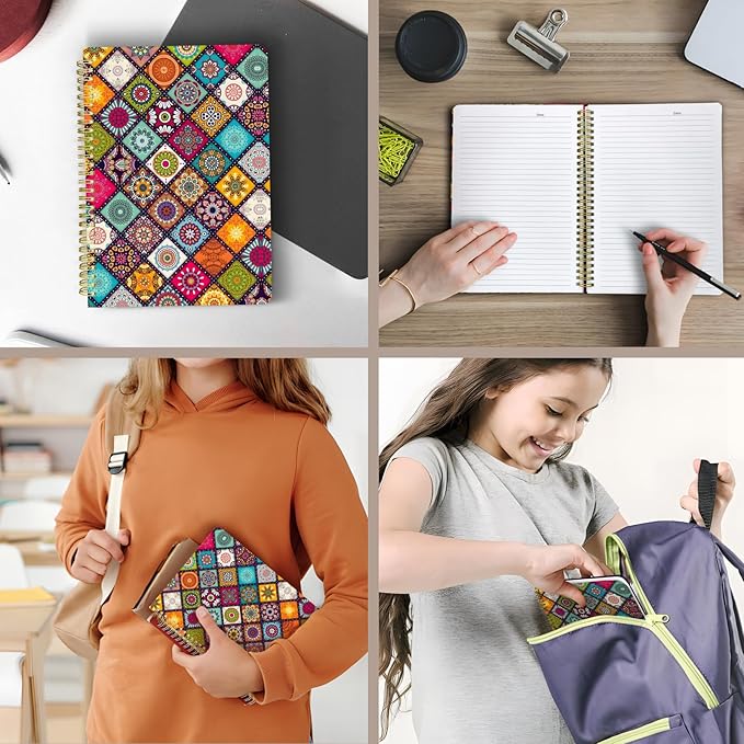 Cute Spiral Notebook journal B5 Aesthetic Pretty Design for Women Girls Kawaii with Pocket, 10 x 7.2 inch, Lined, Art