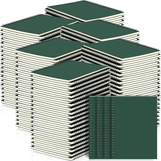 Yahenda 108 Pcs Spiral Notebook Bulk A5 Journal Lined 8.3'' x 5.5'' Writing Composition Paper Small Notepad Subject Notebook for Students Office Business Back to School Supplies (Deep Green)