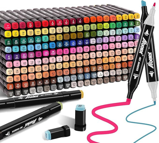 204 Alcohol Markers Set, Dual Tips Blender Art Markers for Drawing, Permanent Sketch Marker for Kids adult coloring, Alcohol Based, Adults Coloring and Artist Illustration.