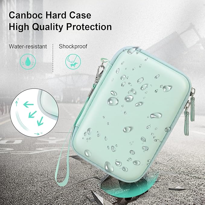 Canboc Case for Memoking/Ponek/Phomemo/Omezizy/Memoqueen T02 Mini Printer Sticker Printer/Phomemo M02 Printer, T02 Portable Thermal Printer Box for Thermal Paper, USB Cable, Green (Case Only) 