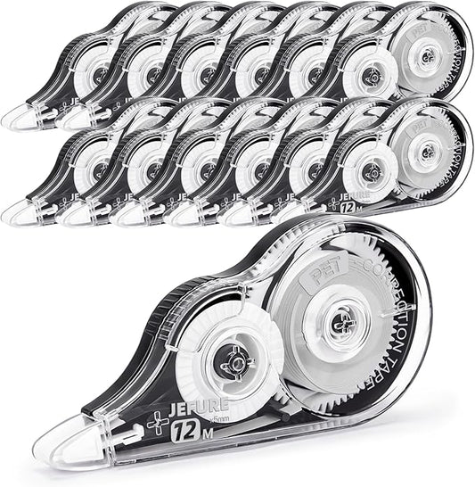 12 Pcs Correction Tape, 39.37 Ft White Wrong Out Tear-Resistant Bulk, Instant Corrections Easy to Use Applicator for School, Office, Note Taking, Journal (Tape Width 0.2 in,Clear)