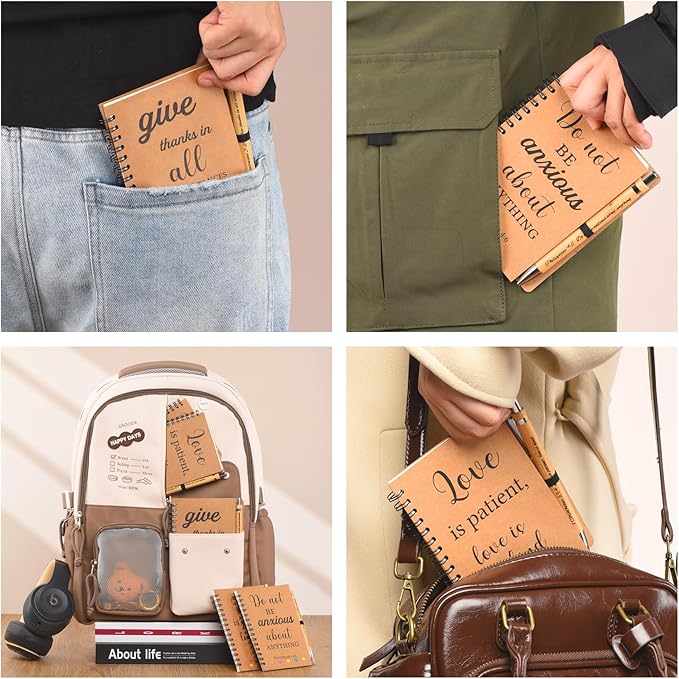 6 Pcs/3 Set of Christian Gifts Spiral Notebooks Bulk Journals with Christian Pens Prayer Journal Christian Journal for Women and Men, Perfect Home Gifts