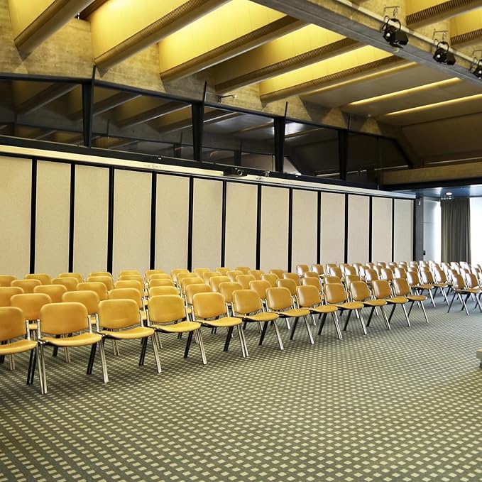 Upgrade Version Room Partition and Divider, Freestanding Rolling Dividers with Wheels,Office Privacy Screen Divider Wall,Classroom Felt Dividers,6'L* 6'7"H,3 Panel,Beige