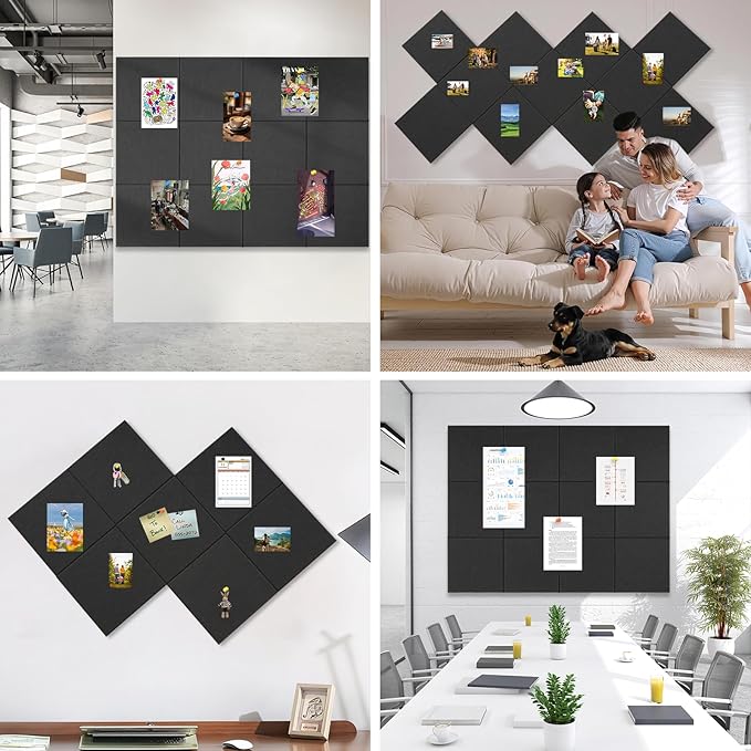 Large Cork Boards for Walls 48" x 36" 12 Pack Bulletin Boards Alternative Cork Board for Office Contains 72 Removable Security Stickers 30 Push Pins