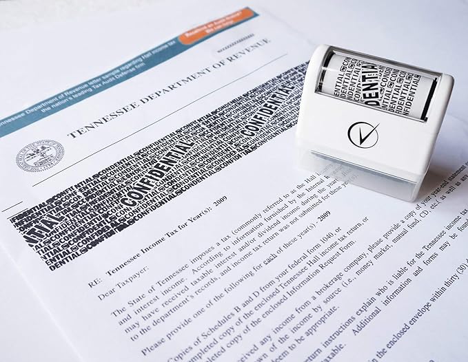 Identity Theft Protection Roller Stamps Wide Kit - Confidential Roller Stamp, Anti Theft, Privacy & Security Stamp, Designed for ID Blackout Security - Classy White with 3 Refills