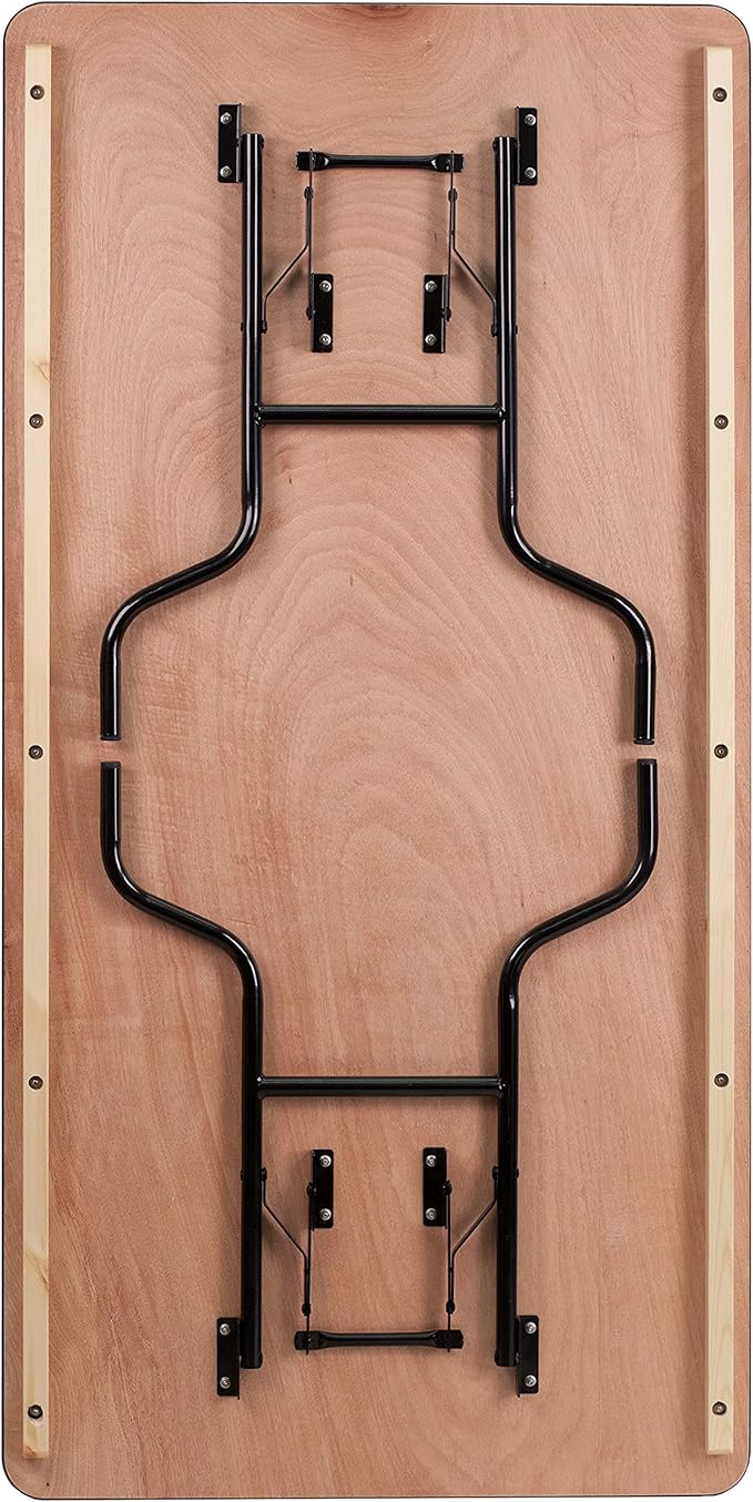 Flash Furniture Fielder 6' Rectangular All-Occasion Wood Folding Event Table, Foldable Portable Banquet Table with Wooden Top, Natural/Black