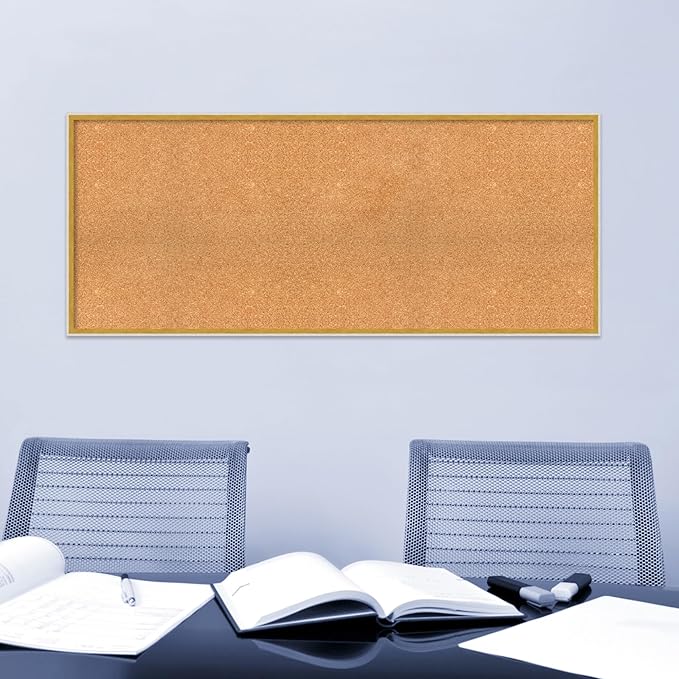 Amanti Art Natural Cork Board for Wall, 23x55 Vision Board with White Frame, Oversize Corkboard Office Decor for Home Organization, Modern Corkboard Pinboard to Display Items for Home Organization in