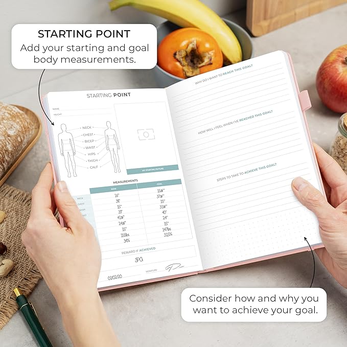 Clever Fox Food Journal - Daily Food Diary, Meal Planner to Track Calories & Nutrients, Weight Tracker Notebook, A5 (Light Pink)