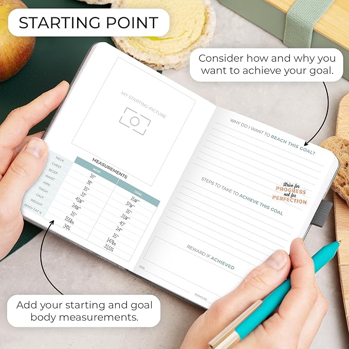 Clever Fox Food Journal Pocket - Daily Food Diary, Meal Planner to Track Calories & Nutrients, Weight Loss Tracker Notebook, 4x5.5” (Silver Black)