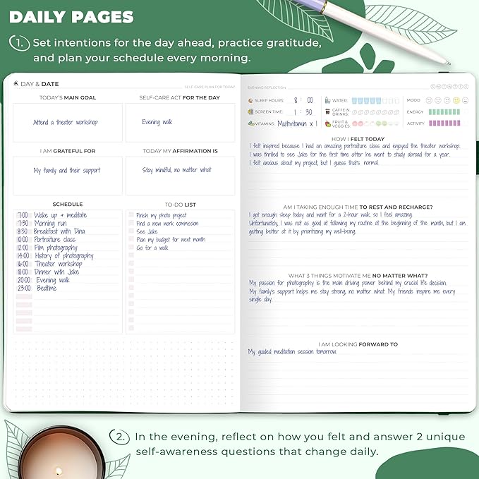 Clever Fox Self-Care Journal – Wellness & Daily Reflection Notebook – Mental Health & Personal Development Journal – Self-Care, Meditation & Mood Journal for Women & Men – Large (Forest Green)