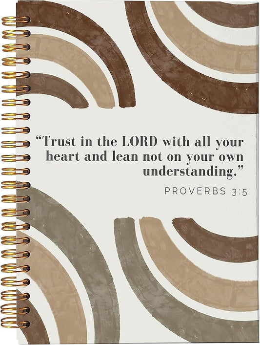 VNWEK Bible Scripture Proverbs 3:5 Trust in the Lord with All Your Heart Boho Brown Rainbow Spiral Notebook Journal 5.5 x 8.3 inches,Christian Lined Hardcover Spiral Notebook,Christian Gifts