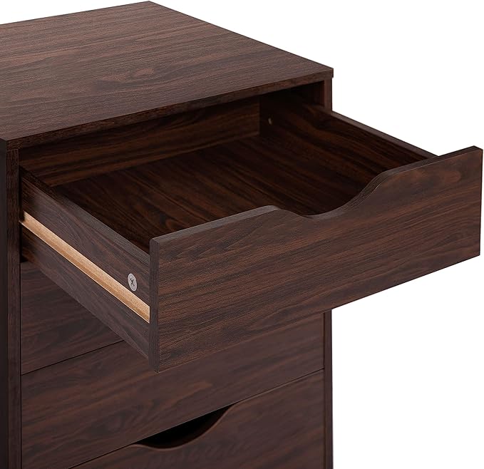 Naomi Home Wooden Office File Cabinets for Home Office, Lateral File Cabinet, Mobile Storage Cabinet Filing Storage Drawer Espresso/5 Drawer