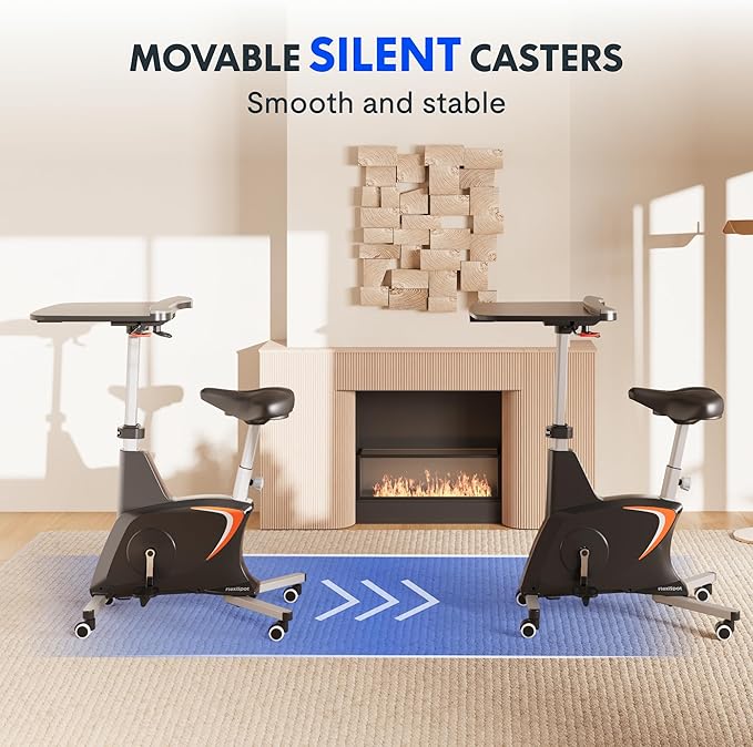 FLEXISPOT Small Standing Desk Adjustable Height Movable Rolling Desks for Teachers Laptop Desks Workstation with Integrated Pedal Exerciser Wide Seat, Desk for Home Office Corner Small Space, Black