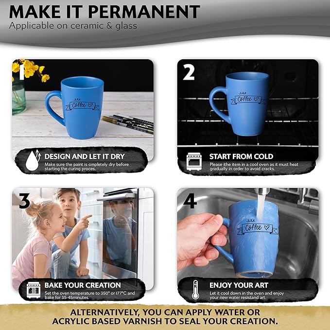 Stylo 8 Count Acrylic Metallic Pens - White, Black, Gold and Silver Fine Tip Permanent Acrylic Metallic Paint Pens for Glass, Wood, Back to School Supplies, Ideal for Arts and Crafts (8 Multicolor)